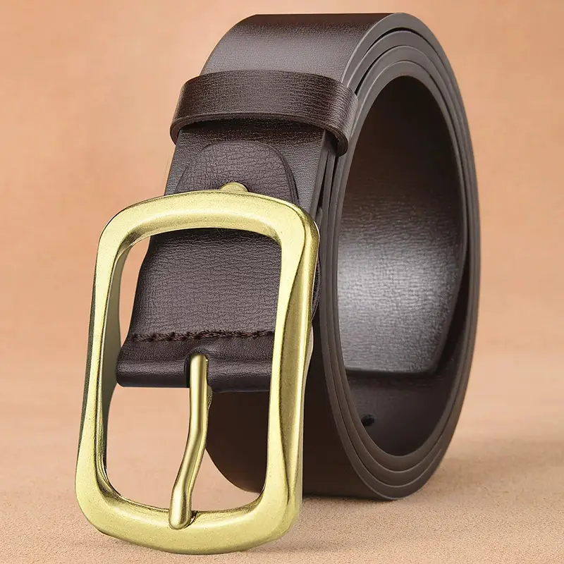 Men's Premium Leather Belt with Gold Buckle - Image 6