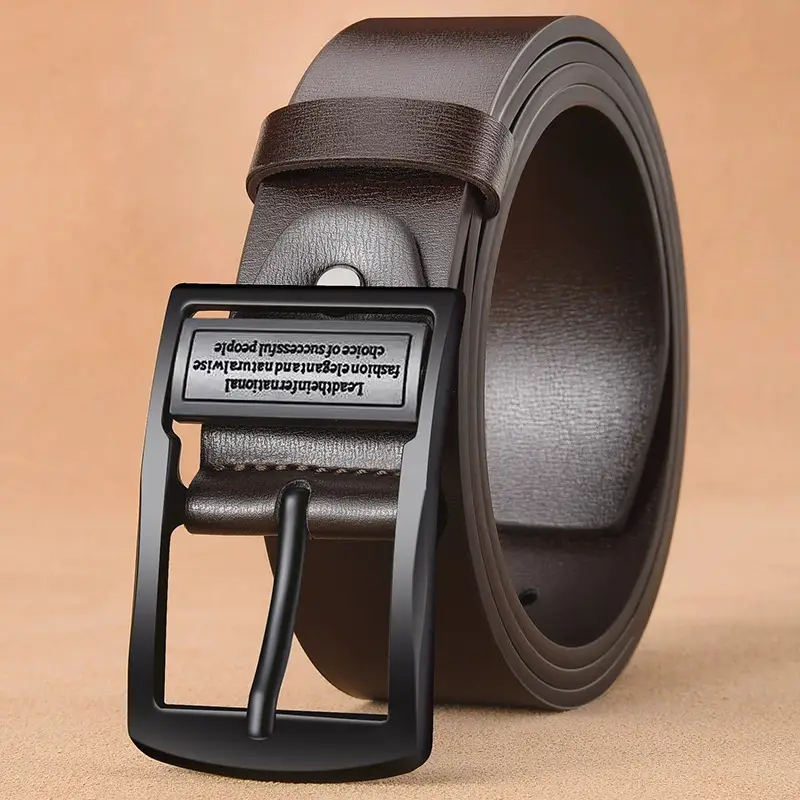 Men's Premium Leather Belt with Gold Buckle - Image 8