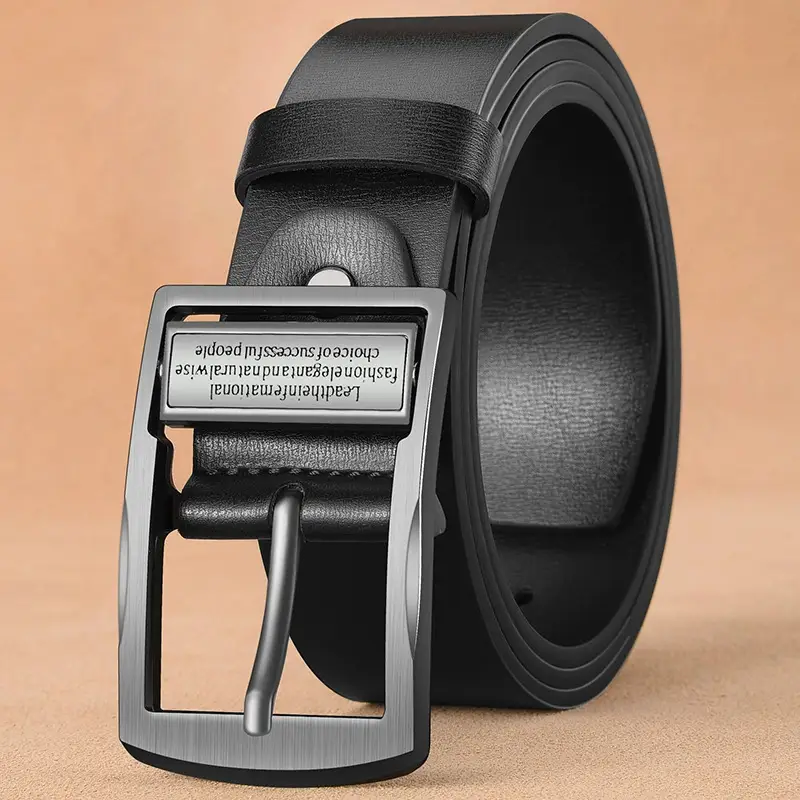 Men's Premium Leather Belt with Gold Buckle - Image 9