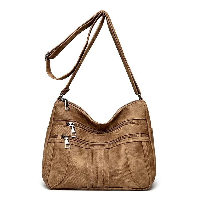 Retro Brown Leather Crossbody Bag for Women - Image 5