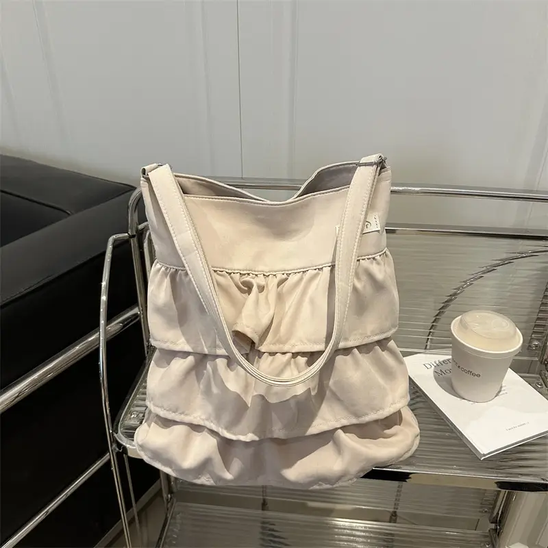2025 Spring Ruffled Shoulder Tote Bag Women New Large Capacity - Image 8
