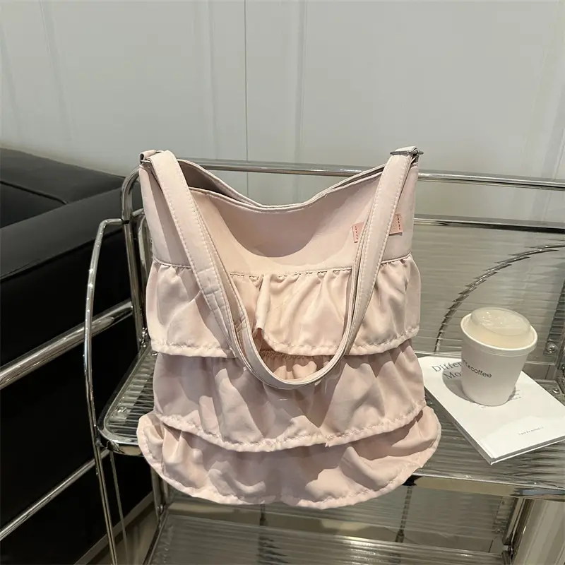 2025 Spring Ruffled Shoulder Tote Bag Women New Large Capacity - Image 9
