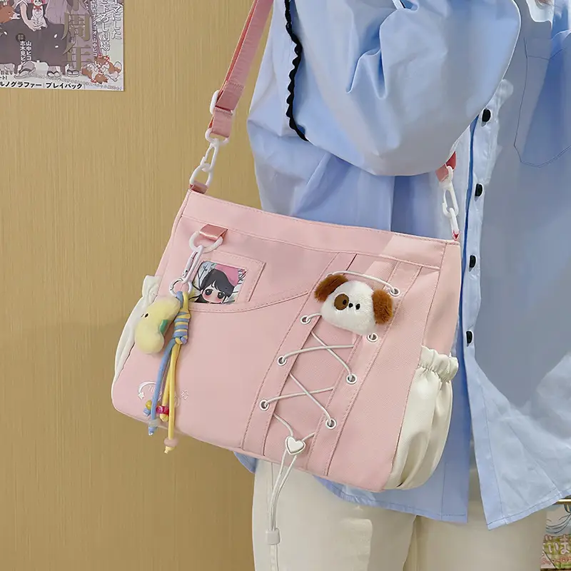 Pink Collared Messenger Bag for Women with Cute Design - Image 6