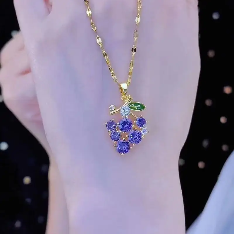 Purple Grape Pendant Necklace for Women - Image 5