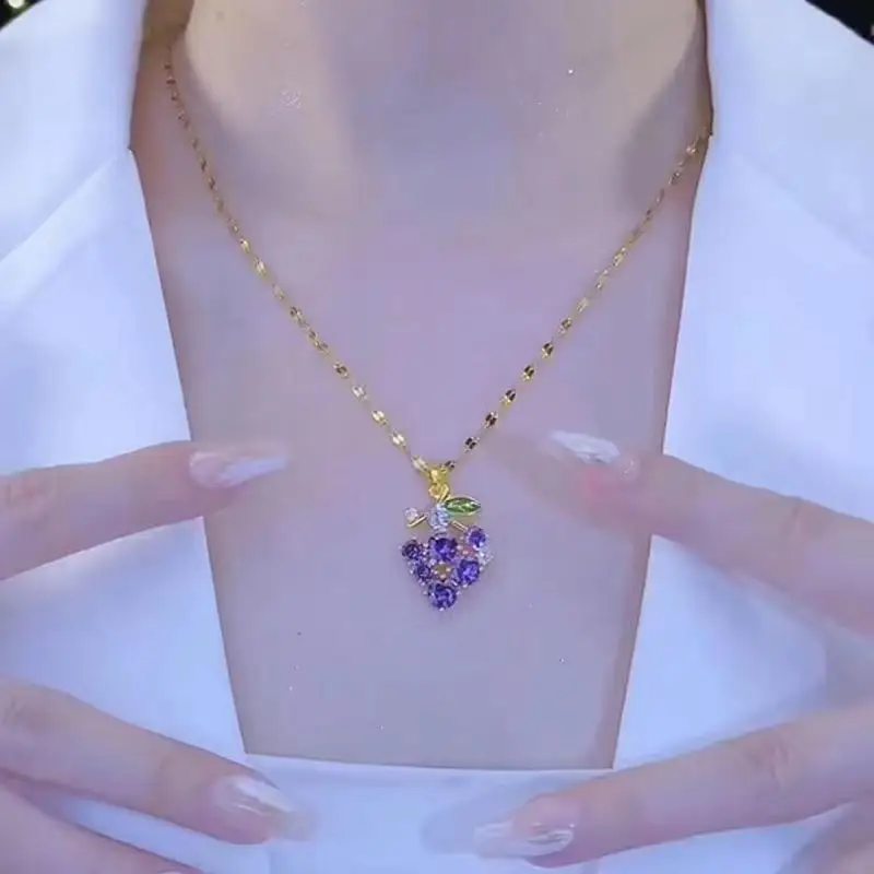 Purple Grape Pendant Necklace for Women - Image 6