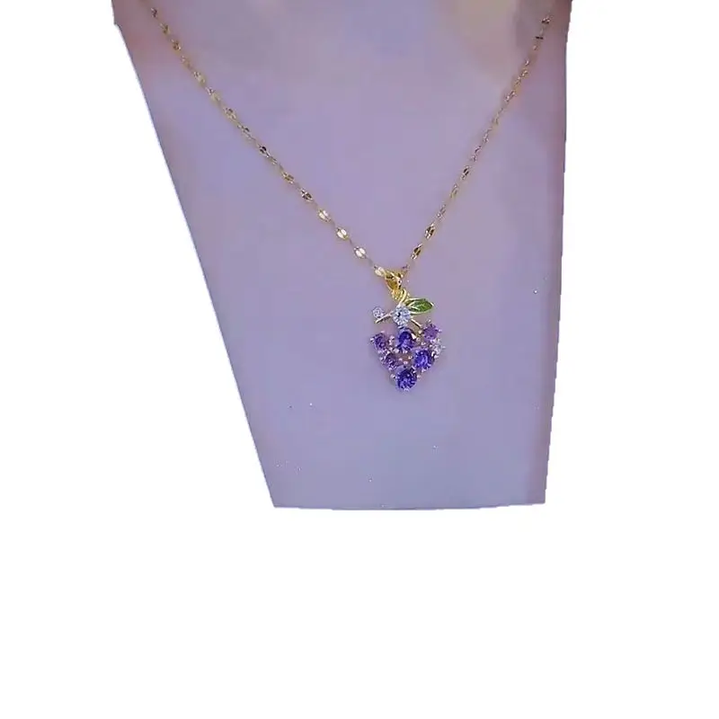 Purple Grape Pendant Necklace for Women - Image 7