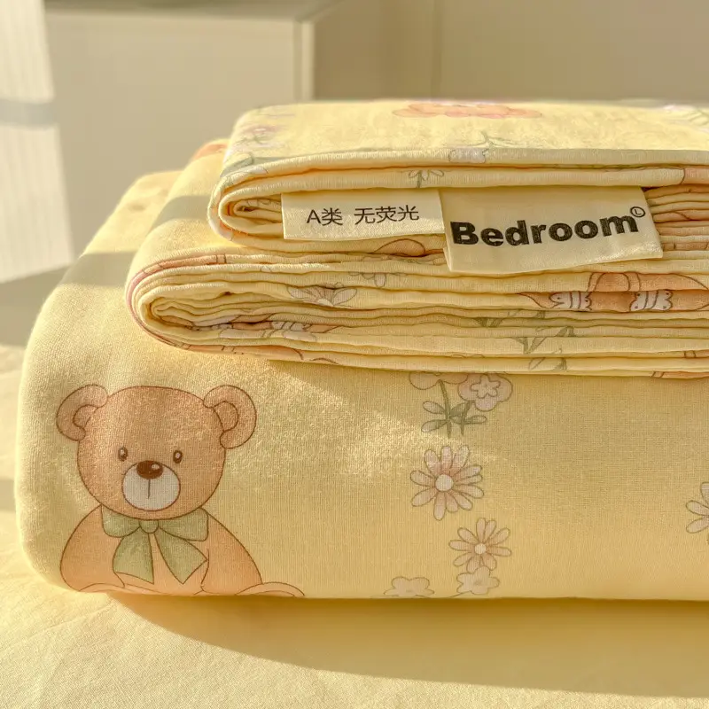 Class a Fresh Pure Cotton Bed Sheet Dormitory Solid Color Washed Cotton Double-Layer Gauze Thickened Sleeping Pad Single Pillowcase
