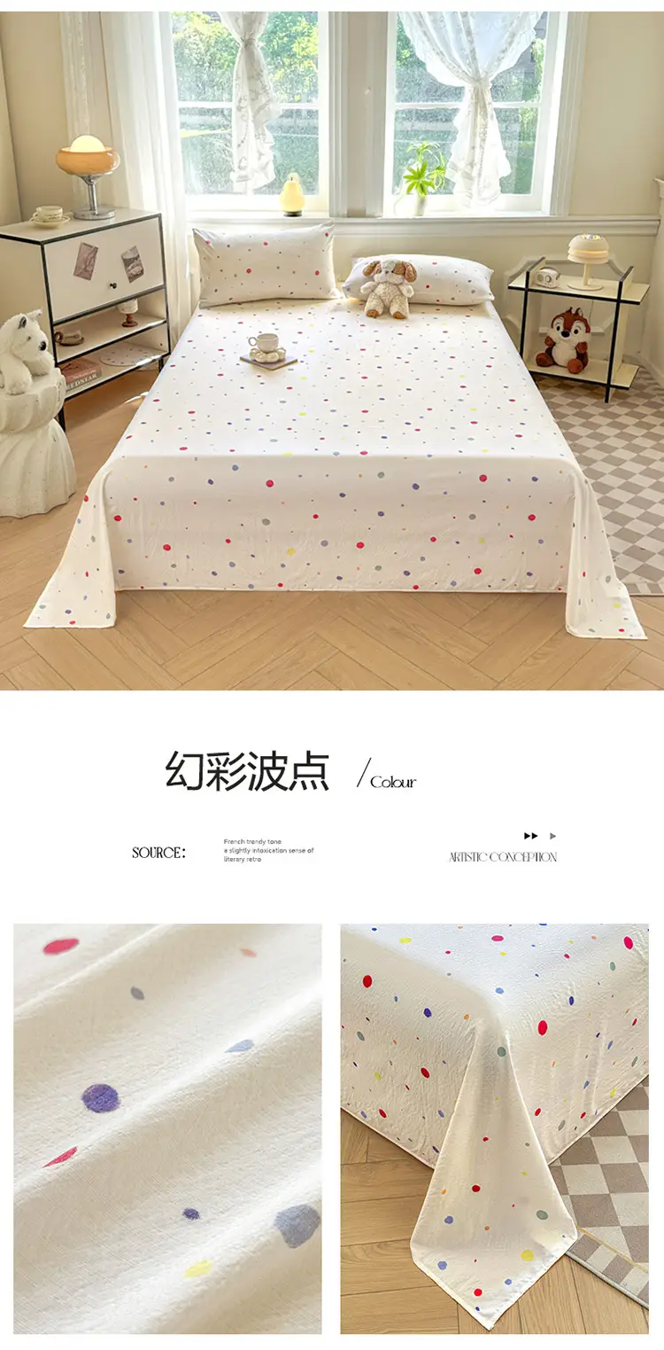 Class a Fresh Pure Cotton Bed Sheet Dormitory Solid Color Washed Cotton Double-Layer Gauze Thickened Sleeping Pad Single Pillowcase — feature 26