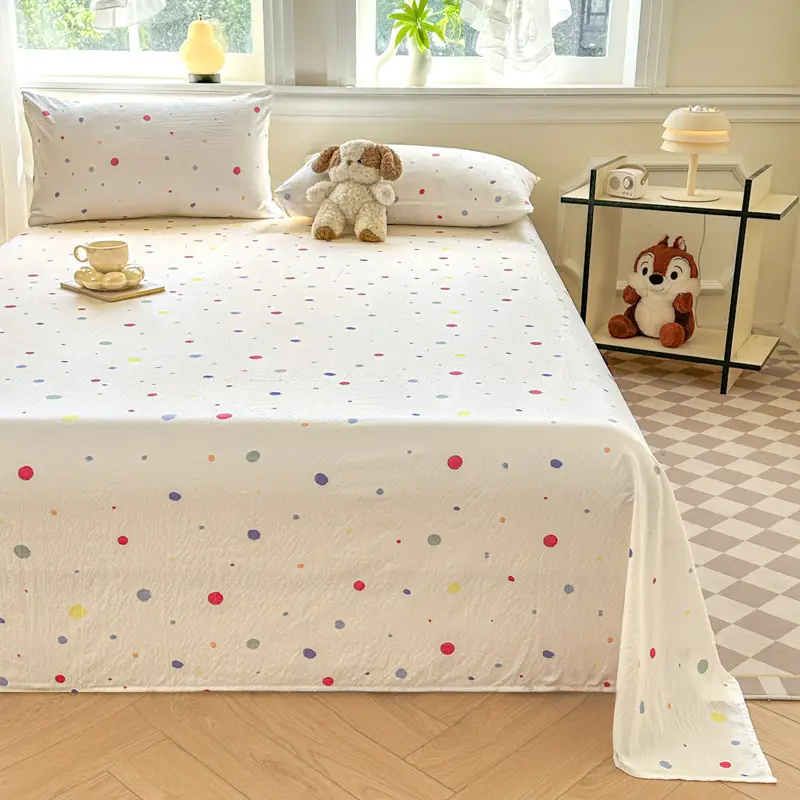 Class a Fresh Pure Cotton Bed Sheet Dormitory Solid Color Washed Cotton Double-Layer Gauze Thickened Sleeping Pad Single Pillowcase