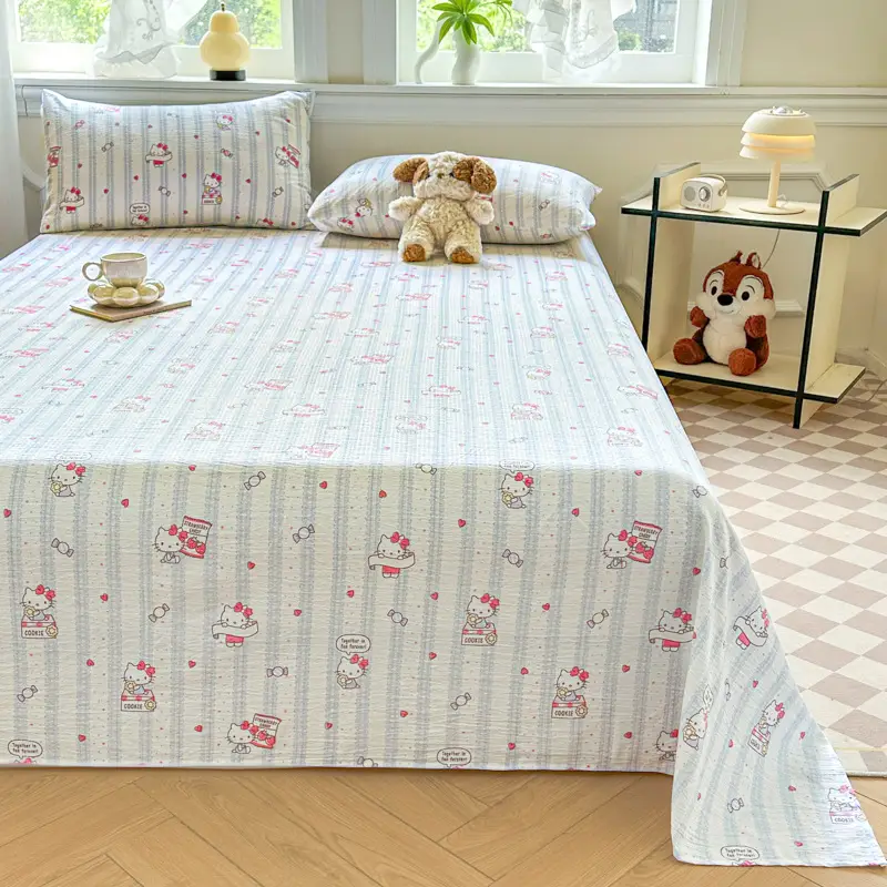 Class a Fresh Pure Cotton Bed Sheet Dormitory Solid Color Washed Cotton Double-Layer Gauze Thickened Sleeping Pad Single Pillowcase