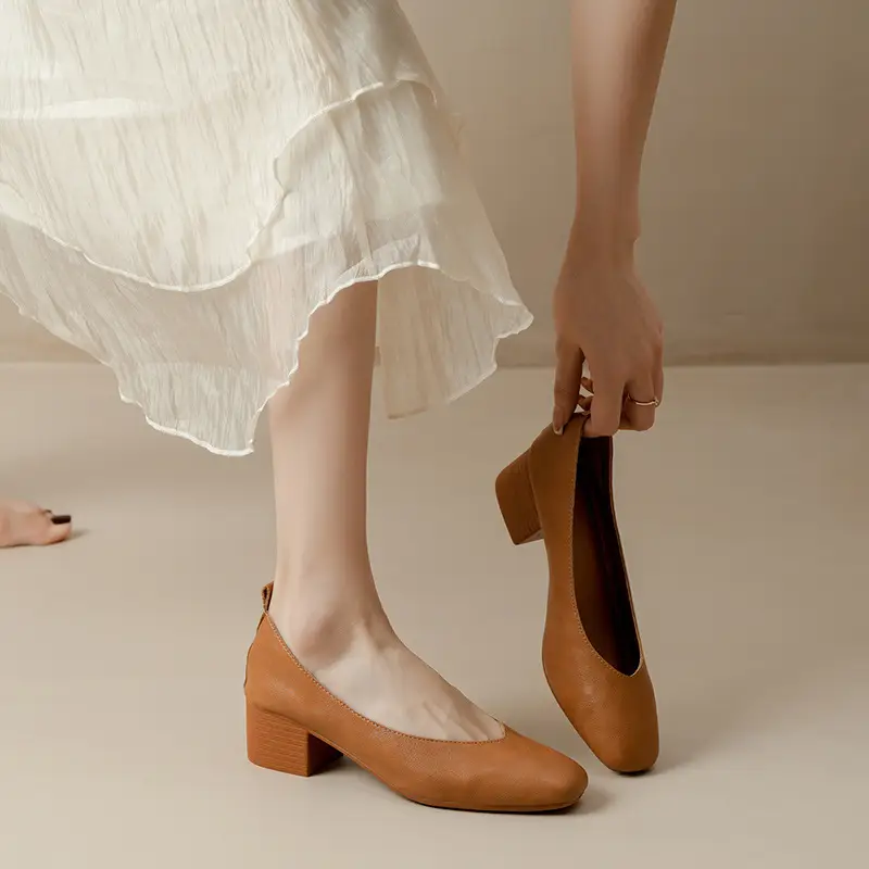 2025 Korean Style Soft Leather Square Toe Loafers