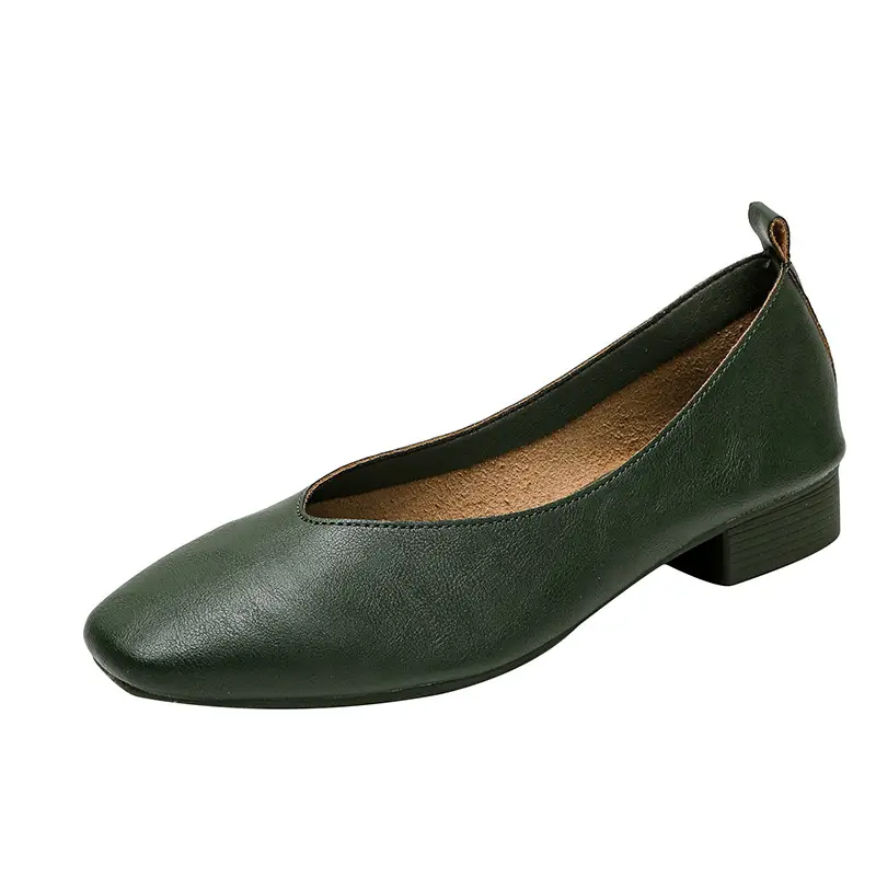 2025 Korean Style Soft Leather Square Toe Loafers