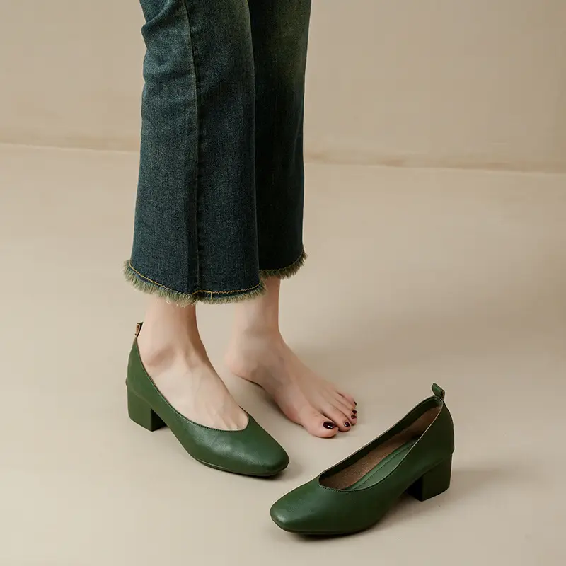 2025 Korean Style Soft Leather Square Toe Loafers