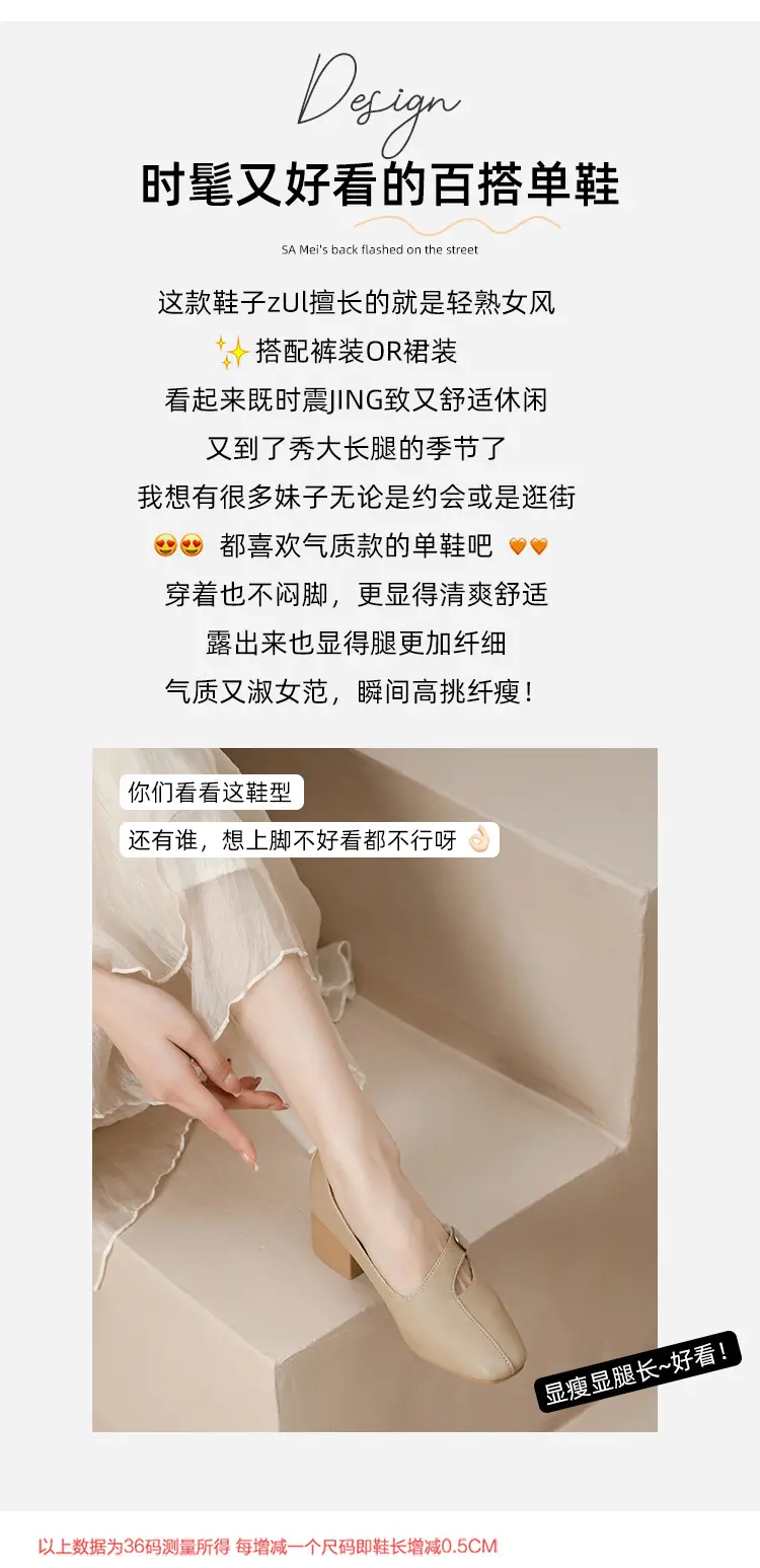 2025 Spring New Retro Fashion Shallow Mouth Elegant Fashionable Square Heeled Fashion Single-layer Shoes Square Toe Mary Jane Shoes for Women — feature 11
