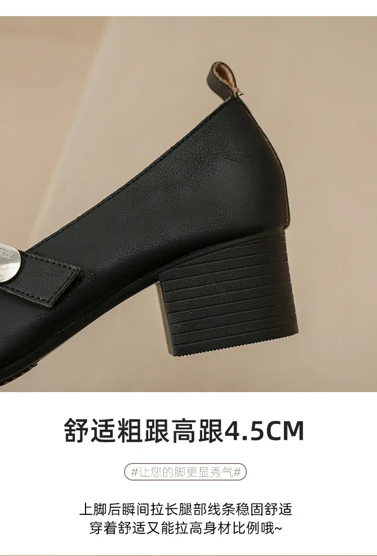 2025 Spring New Retro Fashion Shallow Mouth Elegant Fashionable Square Heeled Fashion Single-layer Shoes Square Toe Mary Jane Shoes for Women — feature 14