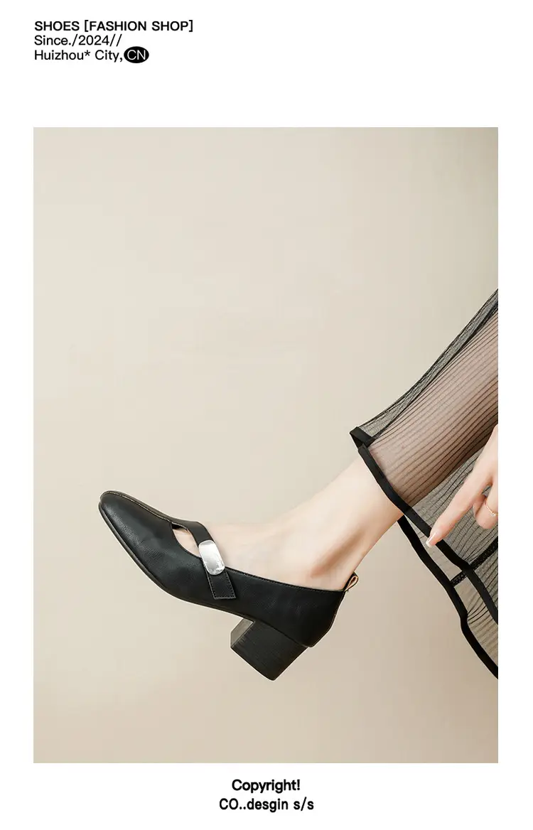 2025 Spring New Retro Fashion Shallow Mouth Elegant Fashionable Square Heeled Fashion Single-layer Shoes Square Toe Mary Jane Shoes for Women — feature 19