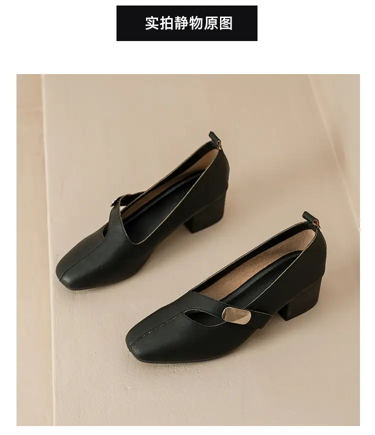 2025 Spring New Retro Fashion Shallow Mouth Elegant Fashionable Square Heeled Fashion Single-layer Shoes Square Toe Mary Jane Shoes for Women — feature 21