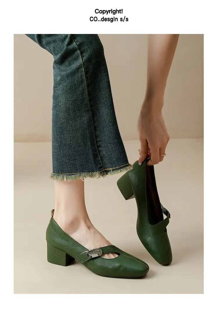2025 Spring New Retro Fashion Shallow Mouth Elegant Fashionable Square Heeled Fashion Single-layer Shoes Square Toe Mary Jane Shoes for Women — feature 25