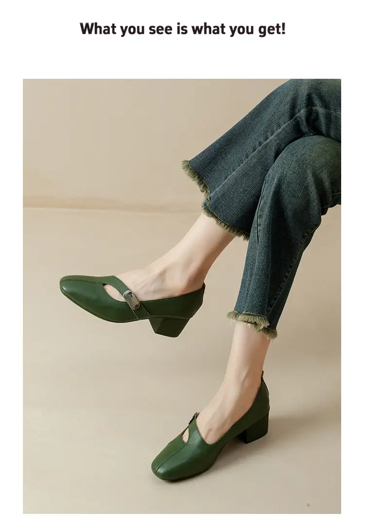 2025 Spring New Retro Fashion Shallow Mouth Elegant Fashionable Square Heeled Fashion Single-layer Shoes Square Toe Mary Jane Shoes for Women — feature 26
