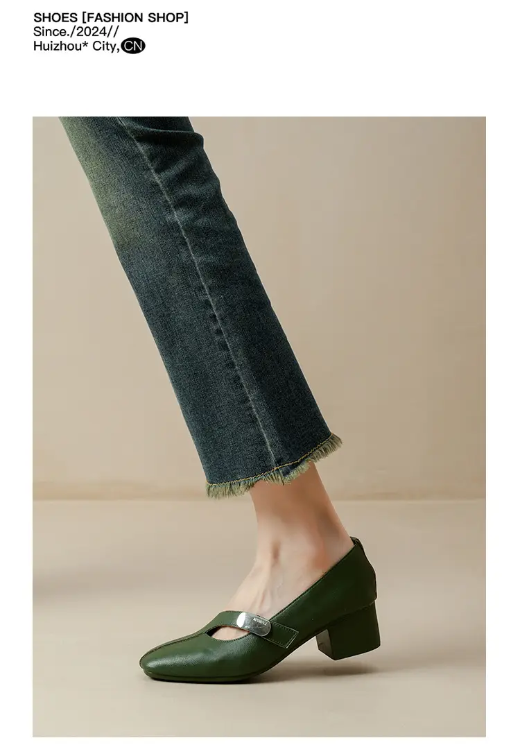 2025 Spring New Retro Fashion Shallow Mouth Elegant Fashionable Square Heeled Fashion Single-layer Shoes Square Toe Mary Jane Shoes for Women — feature 27