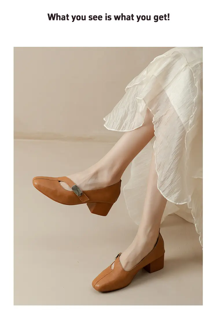 2025 Spring New Retro Fashion Shallow Mouth Elegant Fashionable Square Heeled Fashion Single-layer Shoes Square Toe Mary Jane Shoes for Women — feature 39