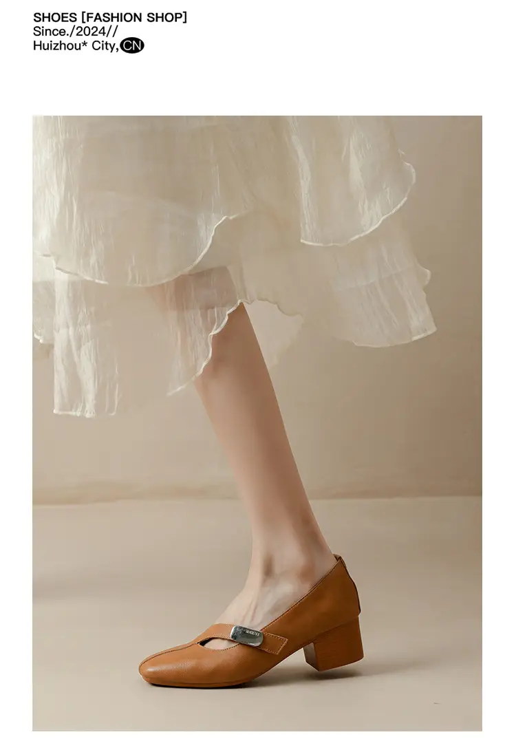 2025 Spring New Retro Fashion Shallow Mouth Elegant Fashionable Square Heeled Fashion Single-layer Shoes Square Toe Mary Jane Shoes for Women — feature 40