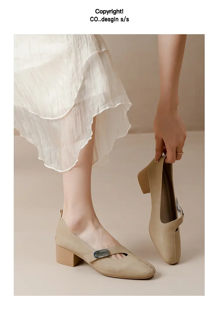 2025 Spring New Retro Fashion Shallow Mouth Elegant Fashionable Square Heeled Fashion Single-layer Shoes Square Toe Mary Jane Shoes for Women — feature 44