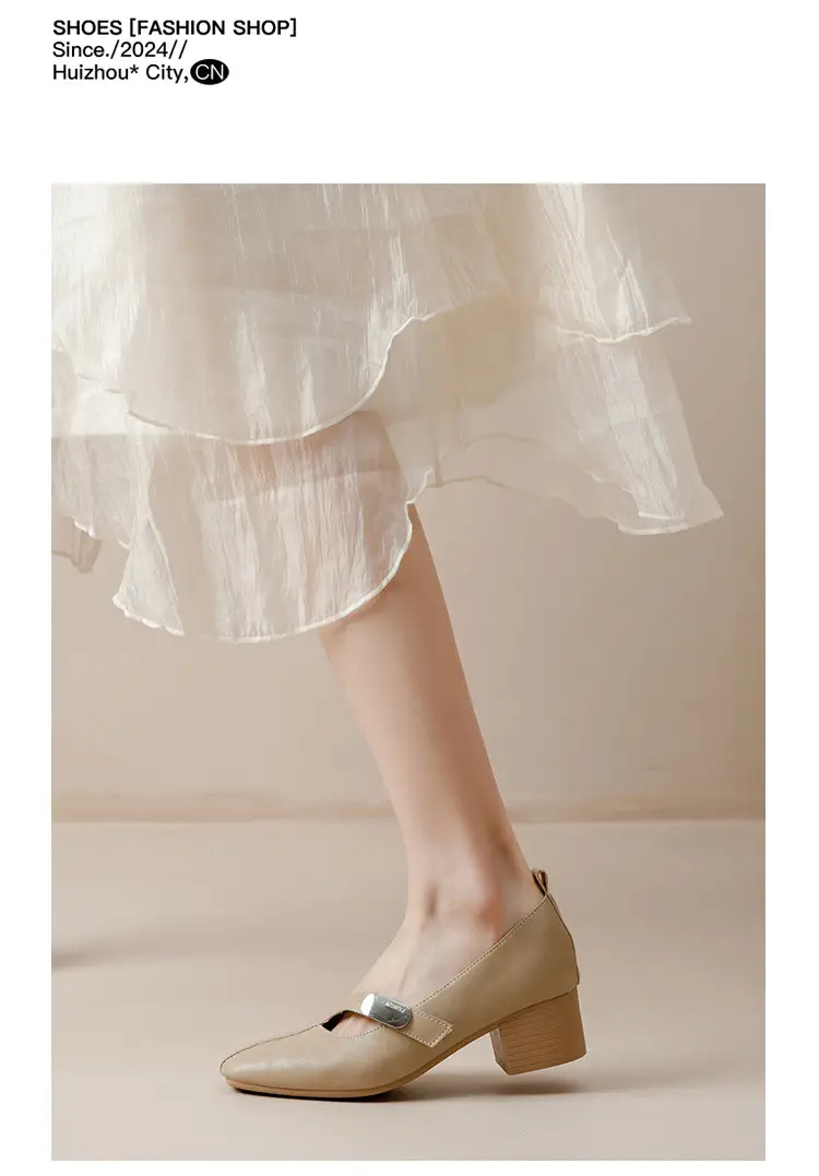 2025 Spring New Retro Fashion Shallow Mouth Elegant Fashionable Square Heeled Fashion Single-layer Shoes Square Toe Mary Jane Shoes for Women — feature 46