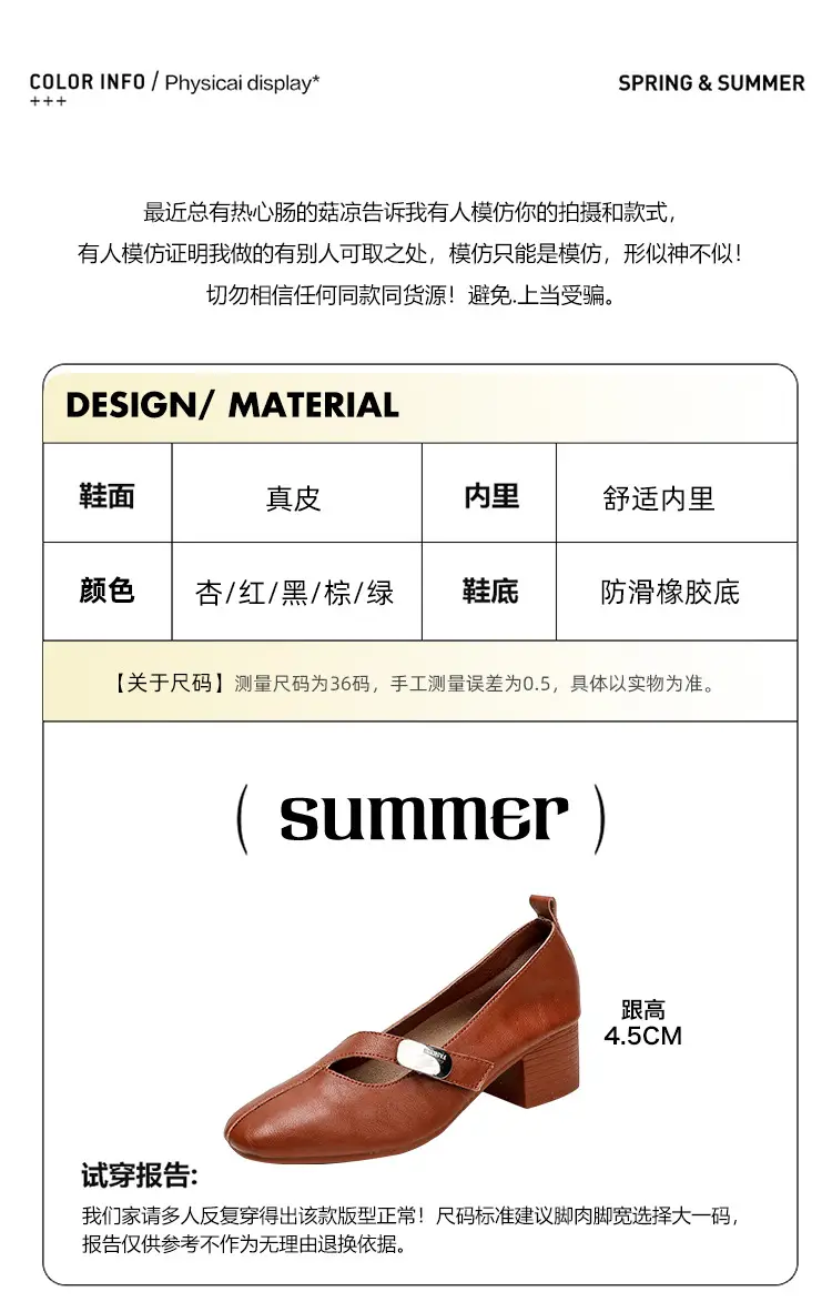 2025 Spring New Retro Fashion Shallow Mouth Elegant Fashionable Square Heeled Fashion Single-layer Shoes Square Toe Mary Jane Shoes for Women — feature 8