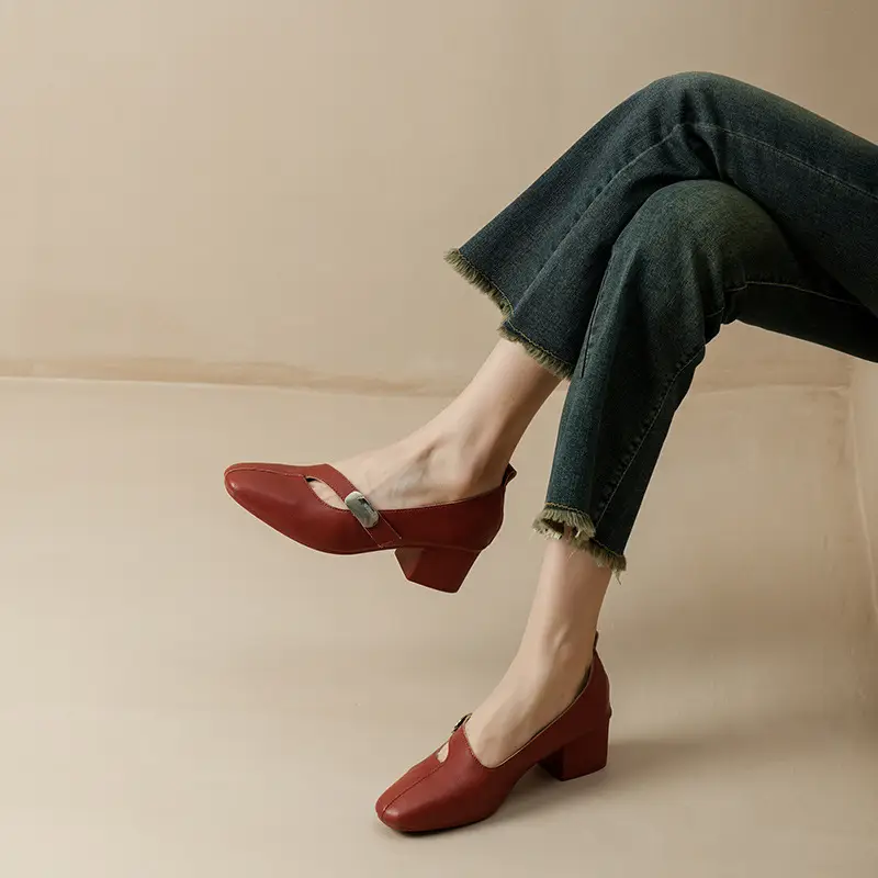 2025 Spring New Retro Fashion Shallow Mouth Elegant Fashionable Square Heeled Fashion Single-layer Shoes Square Toe Mary Jane Shoes for Women - Image 5