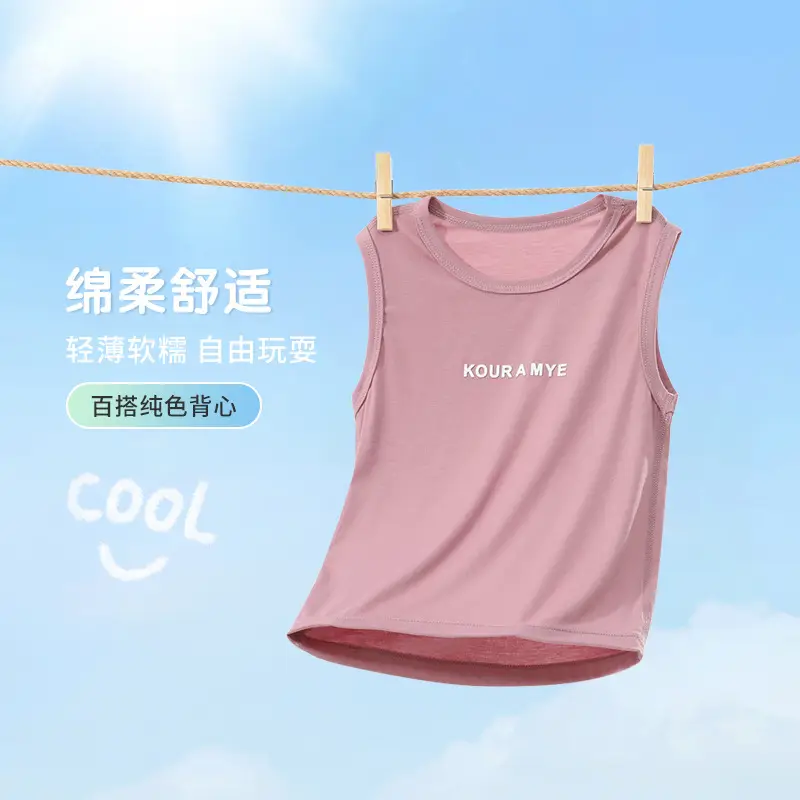 Eco Silk Sleeveless Vest for Boys Pink Small Medium - Image 3