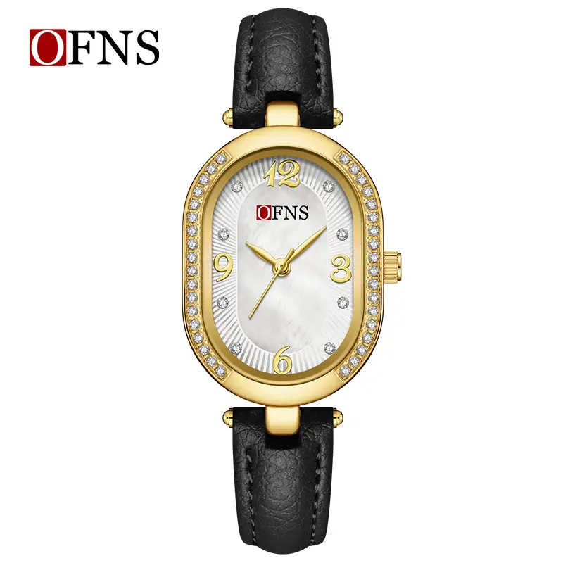 Ofns Women's Quartz Watch with Oval Diamond Strap - Image 2