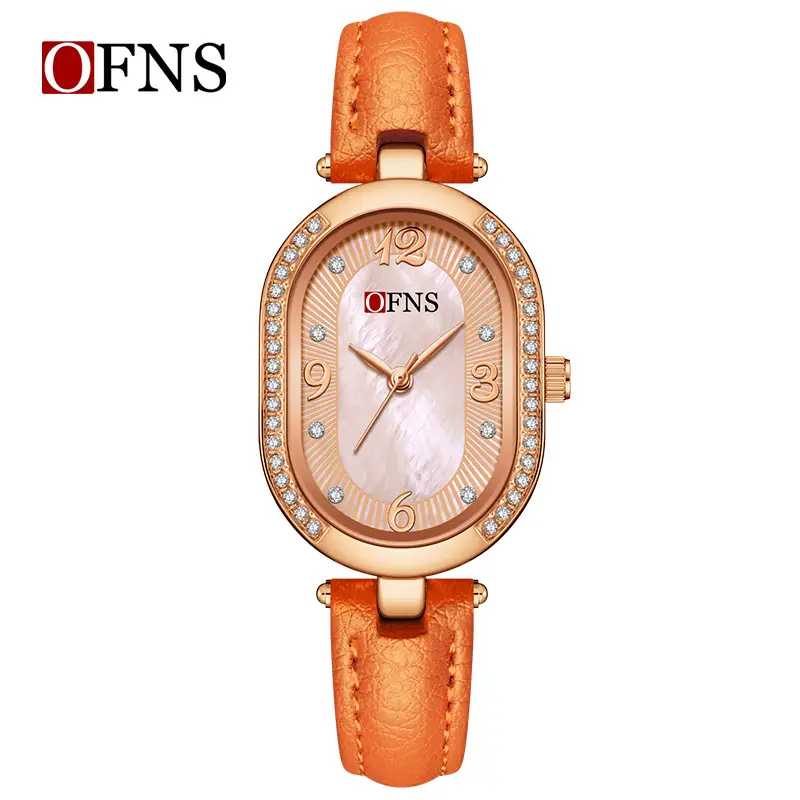 Ofns Women's Quartz Watch with Oval Diamond Strap - Image 3