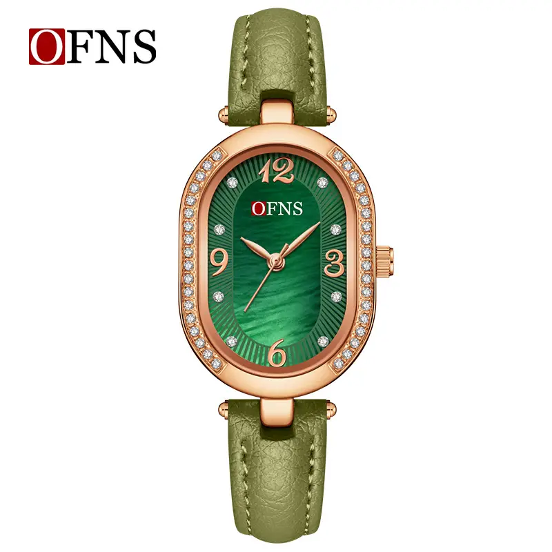 Ofns Women's Quartz Watch with Oval Diamond Strap - Image 4