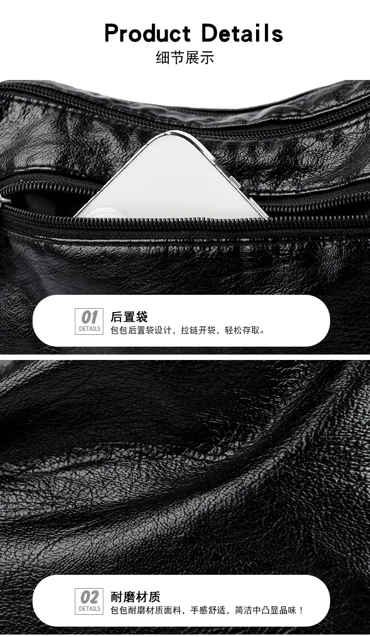 Black Retro Crossbody Bag for Women — feature 25