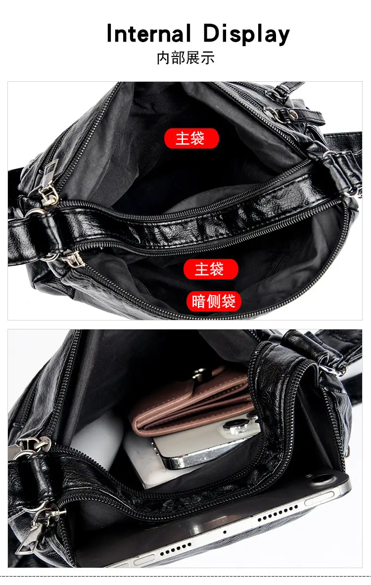 Black Retro Crossbody Bag for Women — feature 3