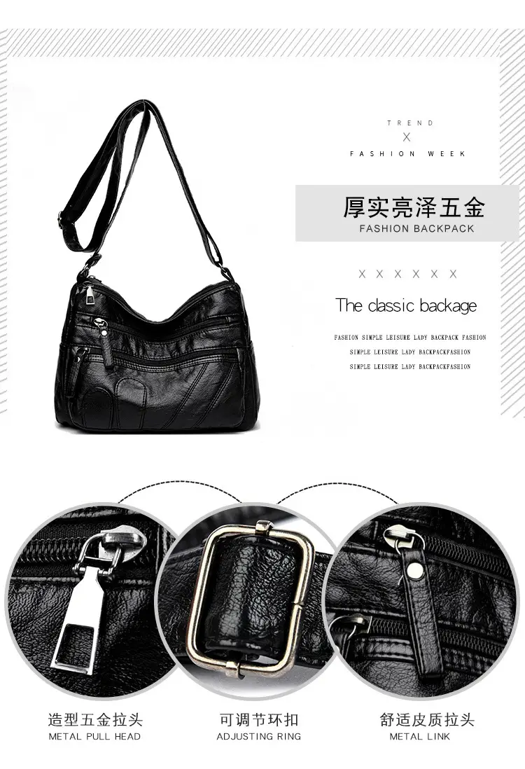Black Retro Crossbody Bag for Women — feature 5