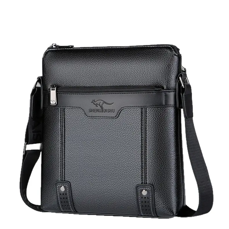 Men's Waterproof Leather Crossbody Bag Black - Image 7