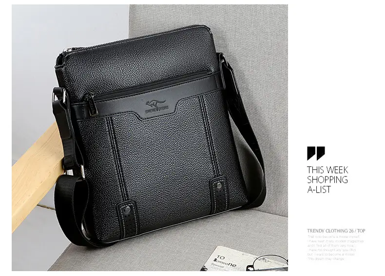 Men's Waterproof Leather Crossbody Bag Black — feature 17