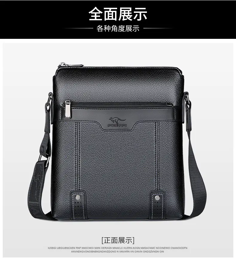 Men's Waterproof Leather Crossbody Bag Black — feature 22