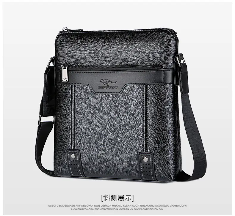 Men's Waterproof Leather Crossbody Bag Black — feature 23