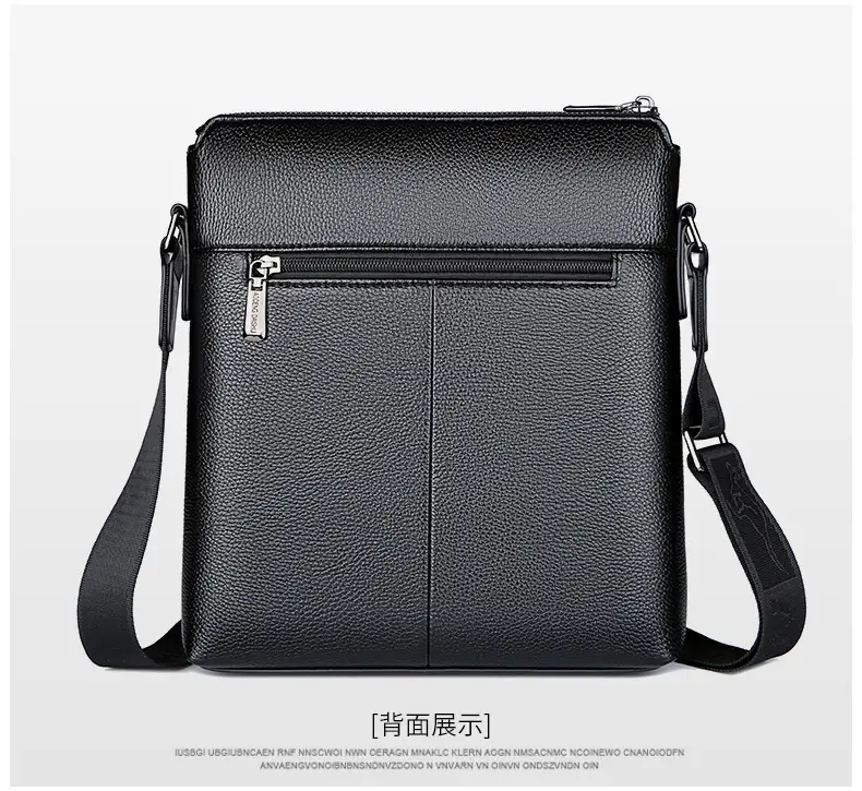 Men's Waterproof Leather Crossbody Bag Black — feature 25
