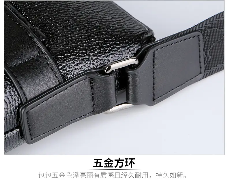 Men's Waterproof Leather Crossbody Bag Black — feature 27