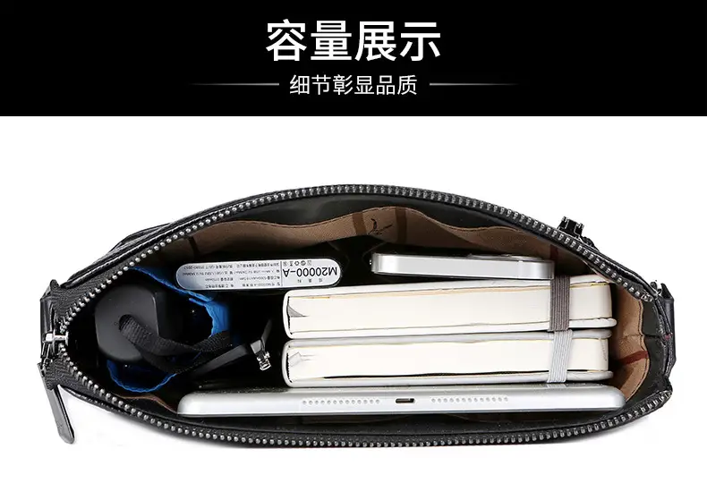 Men's Waterproof Leather Crossbody Bag Black — feature 28