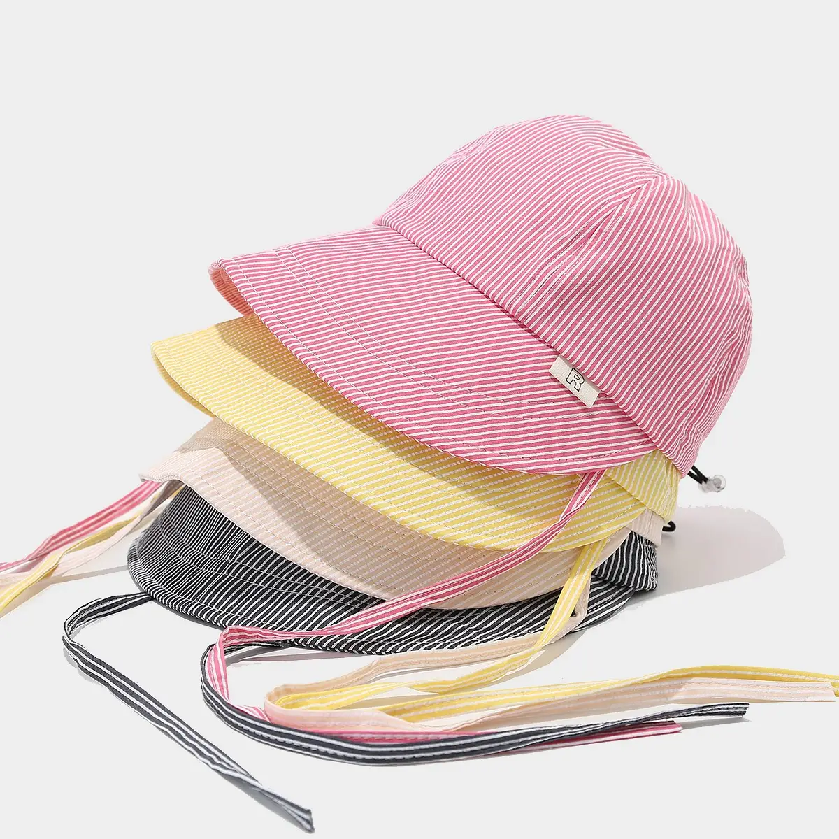 Pink Striped Sunscreen Hat for Women Small