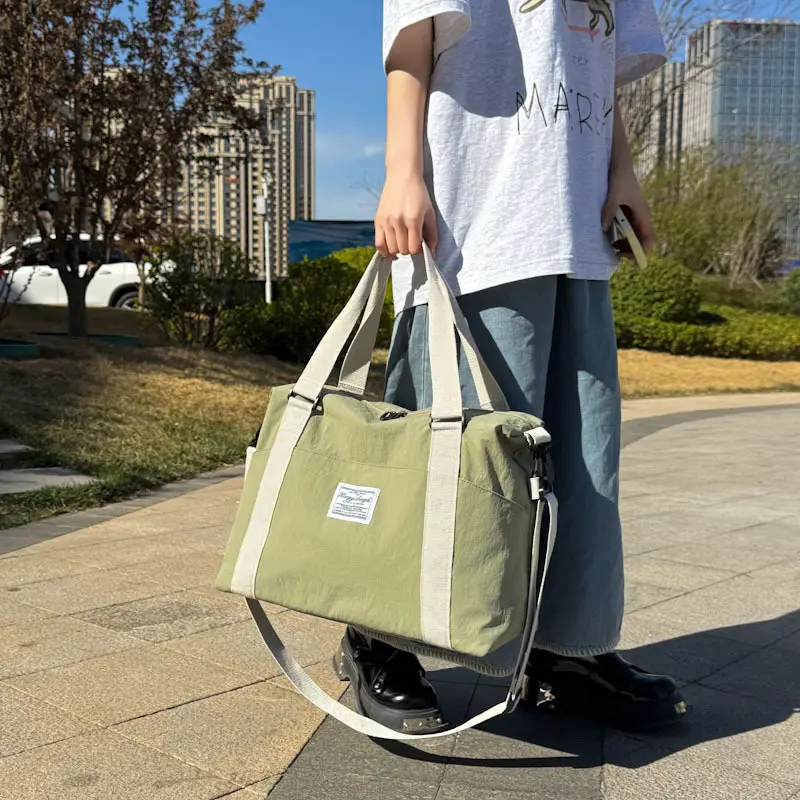 Women's Crossbody Travel Bag White Canvas Shoulder Storage - Image 10