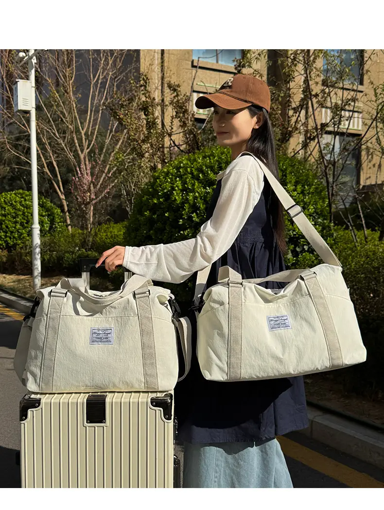 Women's Crossbody Travel Bag White Canvas Shoulder Storage — feature 17