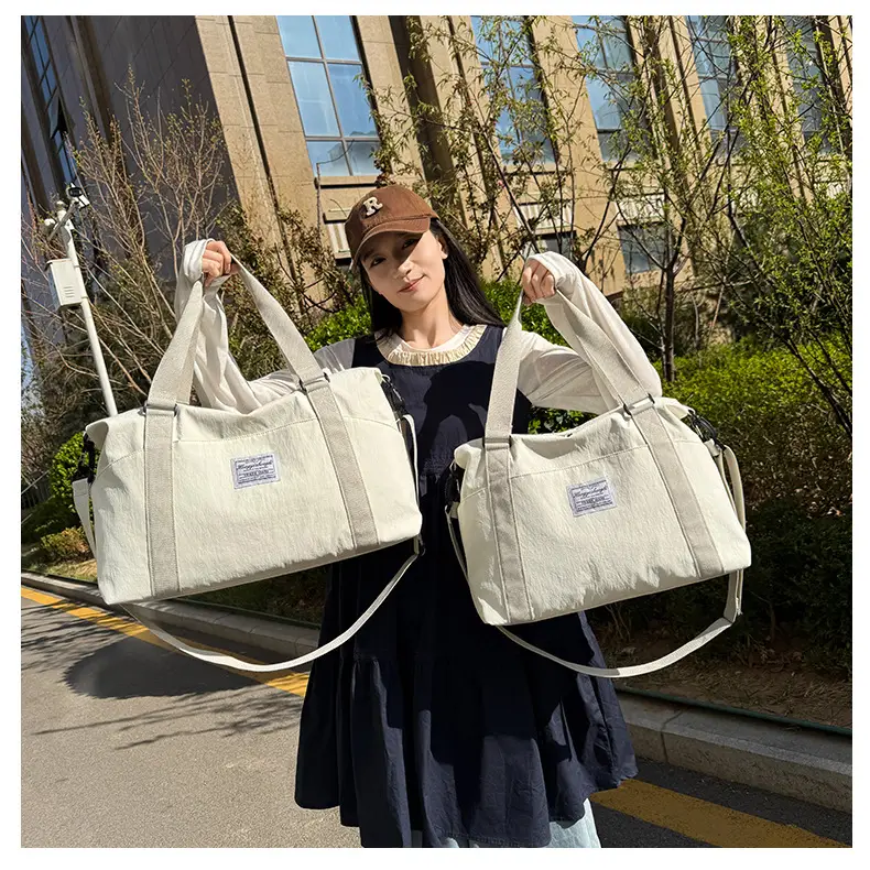 Women's Crossbody Travel Bag White Canvas Shoulder Storage — feature 22