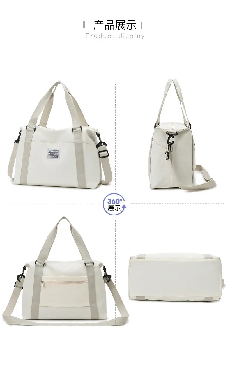Women's Crossbody Travel Bag White Canvas Shoulder Storage — feature 7