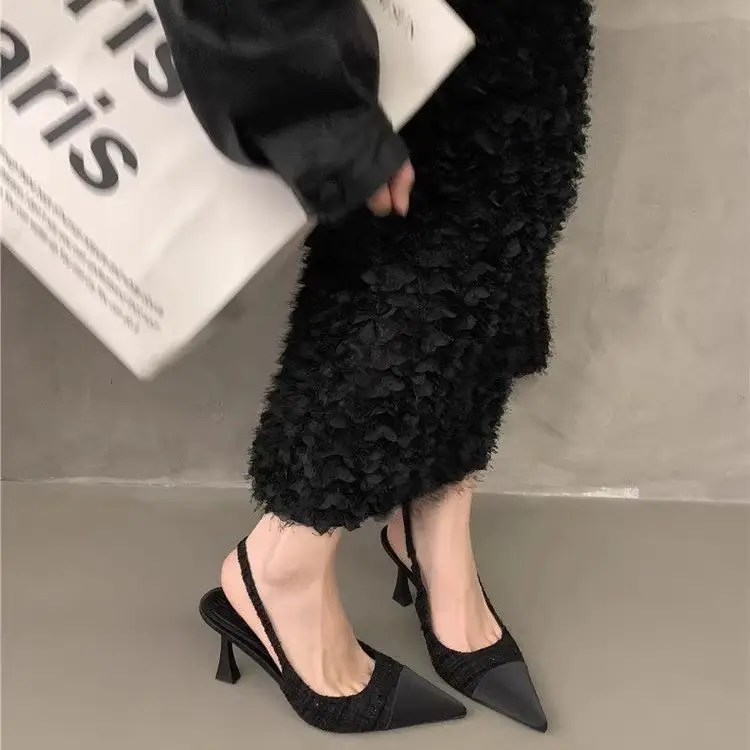 Pointed-Toe High-Heeled Sandals with Back Strap for Women, Suitable for Wearing with Skirts, New Summer 2026 Style, Fairy-Style Single Shoes with Thin Heels
